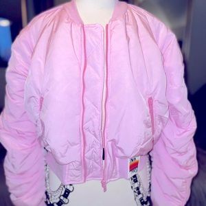 Purple Magazine x Zara Cropped Bomber jacket in Pink